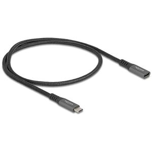 Καλώδιο επέκτασης DeLOCK USB 10 Gbps USB Type-C αρσενικό σε θηλυκό PD 3.0 100 W 0.5 m γκρι μέταλλο, 0.5 m, USB C, USB C, USB 3.2 Gen 2 (3.1 Gen 2), 10 Gbit/s, Μαύρο