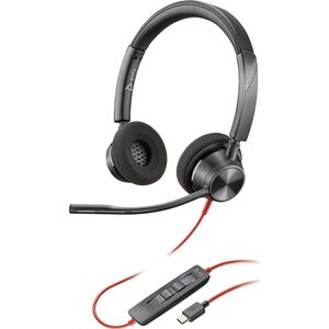 POLY Blackwire 3320 Στερεοφωνικά Ακουστικά MS Teams με Καλώδιο, Προσαρμογέας USB-C/A, Μαύρο