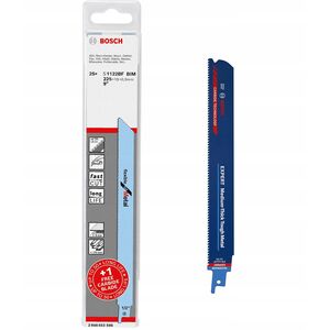 Bosch Professional 25x S 1122 BF + 1x Expert Medium-Thick Tough Metal' S 1155 HHM sabre saw blade (for tough steel, stainless steel