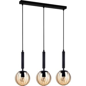 Lampa wisząca Italux Modernistyczna LAMPA wisząca RAVENA PND-2324-3L BK+AMB Italux szklane kule zwis kaskada czarna bursztynowa
