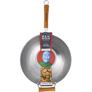 Ken Hom Excellence, Στρογγυλό, Γουόκ/Τηγάνι για Ανακάτεμα, Ατσάλι, Ξύλο, Ανθρακούχο ατσάλι, 36 εκ.