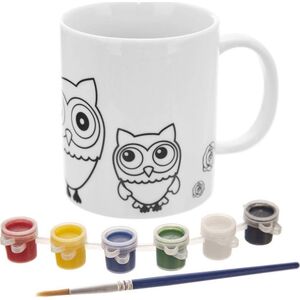 Orion Kubek do malowania z farbkami porcelanowy sowa 330 ml