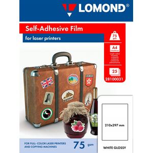 Φιλμ Laserjet PET Αυτοκόλλητο Λευκό Γυαλιστερό A4 Lomond, 25 φύλλα
