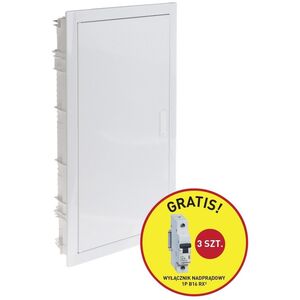 Εντοιχιζόμενος πίνακας Legrand RWN 602433P 3x12 μονάδες IP40 λευκές πόρτες + διακόπτης υπερφόρτωσης 1P B16 RX3 (3 τεμ.)