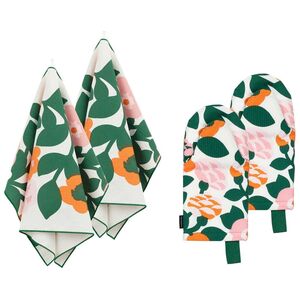 Σετ κουζίνας Marimekko Pieni Green με πετσέτες και γάντια, 4 τεμαχίων