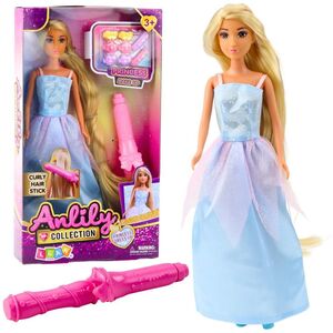 Lalka Anlily Suknia Balowa Długie Włosy Do Stylizacji Lokówka Spinki LEAN Toys