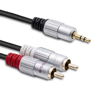 Kabel Qoltec Jack 3.5mm - RCA (Cinch) x2 1m czarny (52339)