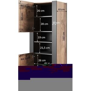 Cama Meble Regał WOOD 65x40x170 dąb wotan + antracyt