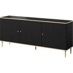 Cama Meble Komoda GLAMOUR 180x40x75,5 czarny mat + złoty