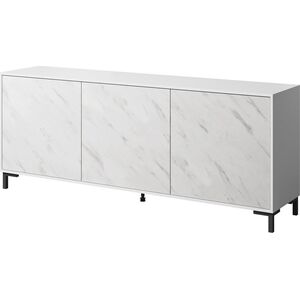 Cama Meble Komoda MARMO 3D 200x45xH80,5 biały mat/marmur biały