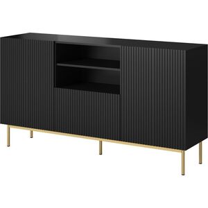 Cama Meble Komoda PAFOS na złotym stelażu ze stali 150x40x90 czarny mat