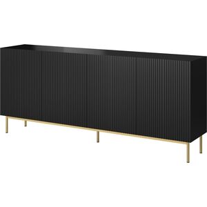 Cama Meble Komoda PAFOS na złotym stelażu ze stali 200x40x102 czarny mat