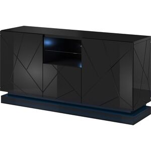 Cama Meble Komoda QIU 2D1K 150x41,5xH75 czarny połysk/czarny połysk