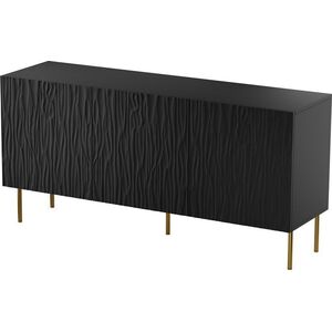 Cama Meble Komoda JUNGLE 152x40,5x74,5 czarny mat + złote nóżki
