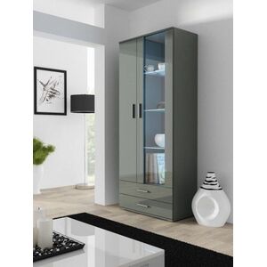 Cama Meble Witryna SOHO S6 2D2S szary/ szary połysk