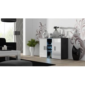 Cama Meble Komoda 120cm SOHO S7 czarny/ biały połysk