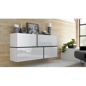 Cama Meble Komoda GOYA 170/40/80 biały/ biały połysk+ czarny