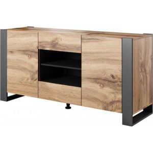Cama Meble Komoda WOOD 164/44/80 dąb wotan + antracyt
