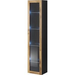 Cama Meble Witryna VIGO szkło'180' 180/40/30 czarny/dąb wotan