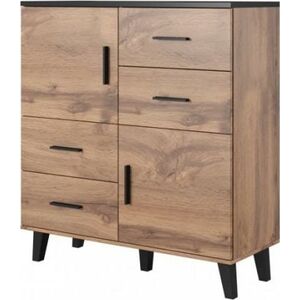 Cama Meble Komoda LOTTA 110 2D4S wotan + czarny mat