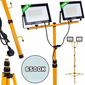 Προβολέας LED 2x100W με τηλεσκοπικό τρίποδο κατασκευής και καλώδιο – ψυχρό λευκό 6500K (1)