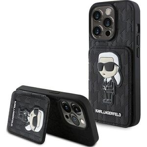 Karl Lagerfeld Karl Lagerfeld KLHCP15LSAKKNSCK iPhone 15 Pro 6.1" czarny/black hardcase Saffiano Cardslots and Stand Monogram Ikonik Patch