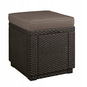 Καρέκλα κήπου/κουτί αποθήκευσης Cube με μαξιλάρι καφέ 8711245158372