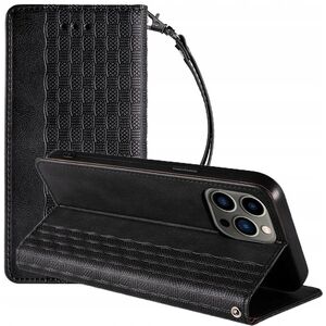 Θήκη Magnet Strap etui iPhone 14 Plus pokrowiec z klapką portfel mini smycz podstawka czarne