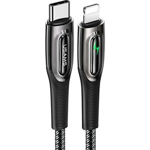 Kabel USB Usams USAMS Kabel pleciony USB-C na Lightning Smart Power-off 20W PD Cable 1.2m czarny/black SJ518USB01 (US-SJ518)
