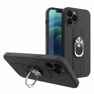 Θήκη σιλικόνης Ring Case με λαβή δακτύλου και βάση για Samsung Galaxy A73 μαύρο