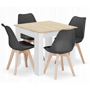 Σετ τετράγωνο τραπέζι 80x80 δρυς sonoma + 4 καρέκλες MARK μαύρες