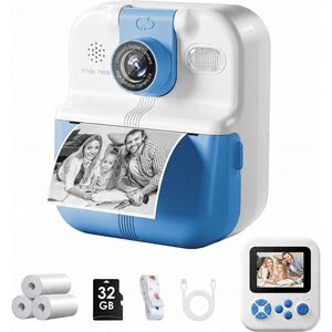Aparat Natychmiastowy Dla Dzieci Cyfrowy Mp3 Gry Druk Telefon Obiektyw 180s / P02 Niebieski