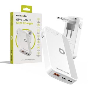 Φορτιστής MOBILE ORIGIN Slim Charger 1x USB-A 2x USB-C 1.5 A (GAN-65W-SLM-WHT)