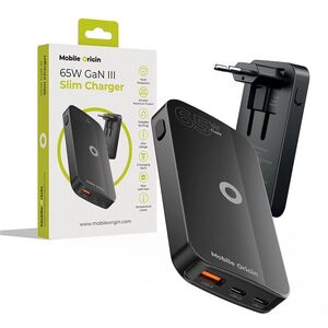 Φορτιστής MOBILE ORIGIN Slim Charger 1x USB-A 2x USB-C 1.5 A (GAN-65W-SLM-BLK)