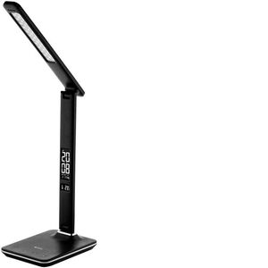 LED table lamp AVIDE LEATHER, 6 W, 3000-6400 K, 350 lm, dimmable, clock, black