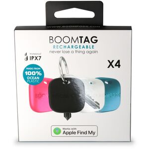 Boompods Boomtag Επαναφορτιζόμενες 4 τεμ. Μαύρο, Μπλε, Λευκό, Ροζ