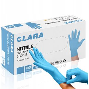 Rękawice nitrylowe bezpudrowe CLARA, 100 szt., rozmiar XS, niebieskie