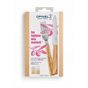Opinel Zestaw 4 noży i 4 widelców Olive 003209