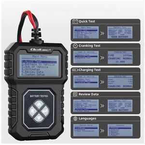 qoltec Cyfrowy Tester akumulatora z LCD | 12V | AGM | GEL | STD | 30-   220Ah