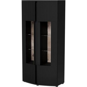 Cama Meble Witryna 2D MICHELLE 86x35-47xH180 czarny/dąb viking