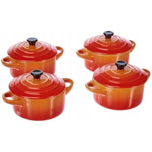 Le Creuset Stoneware Set of 4 petite Casseroles 10x5cm volcan.