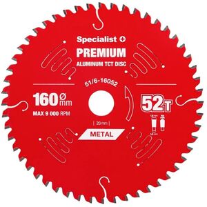 Δίσκος κοπής 160x52Tx20mm, Αλουμίνιο PREMIUM, SPECIALIST+