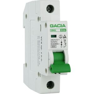 GACIA B16 1P 6kA Wyłącznik nadprądowy bezpiecznik typ S eska SB6L B 1P 16A GACIA 9643