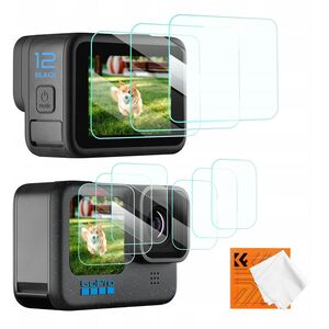 3x Zestaw Osłona Szkło Na Ekran + Obiektyw Do Gopro Hero 12 11 10 9 Black / K&f Concept / Sku.2191