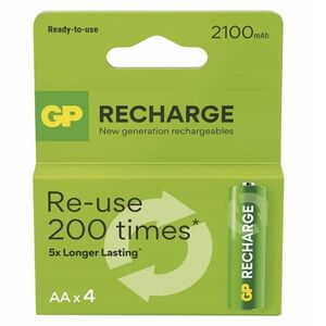 GP - Επαναφορτιζόμενη Μπαταρία, Μέγεθος AA, 2100 mAh, Συσκευασία 4 τεμαχίων (201258)