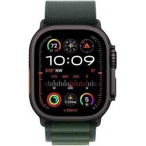 Apple Watch Ultra 2 (GPS + Cellular) 49mm Black Titanium Case with Dark Green Alpine Band, Medium (MX4R3)