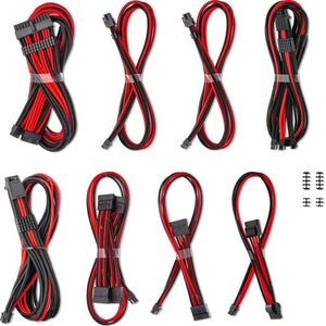 CableMod C-Series Pro ModMesh Sleeved 12V-2x6 12VHPWR Dual StealthSense Cable Kit for Corsair RMi, RMx (Black Label) - schwarz/rot