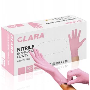 Rękawice nitrylowe bezpudrowe CLARA, 100 szt., rozmiar XS, różowe