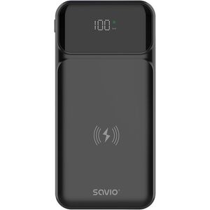 SAVIO BA-09 POWERBANK 10000 mAh, czarny, ładowanie indukcyjne