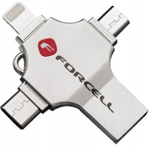 Pendrive 16GB USB 3.2 Gen 1 (USB A / USB C / Lightning / Micro USB) Forcell F-Data Metal Quad srebrny